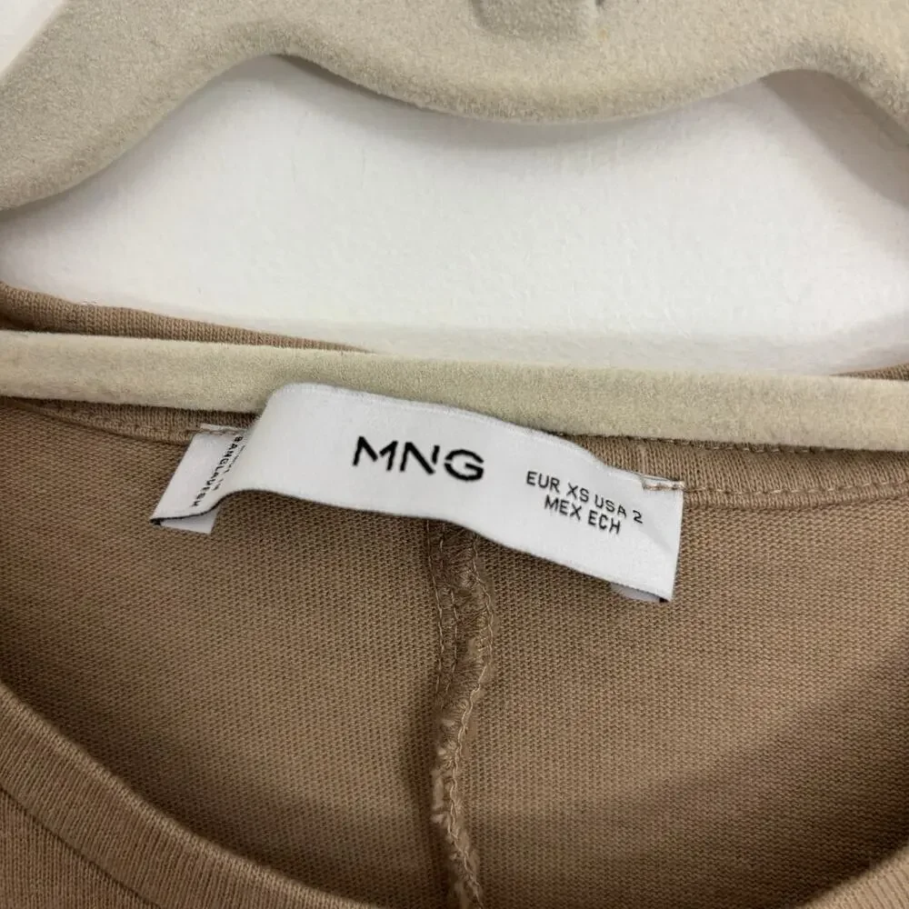 MANGO Cotton Midi Dress Neutral Minimalist Casual - 2